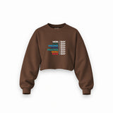 Formula 1 / Week Days Oversize Crop Sweatshirt — Kahverengi — Ön baskı