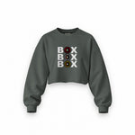 Box Box Box Oversize Crop Sweatshirt — Antrasit — Ön baskı