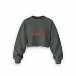 MILF / Man I Love Ferrari Oversize Crop Sweatshirt — Antrasit — Ön baskı