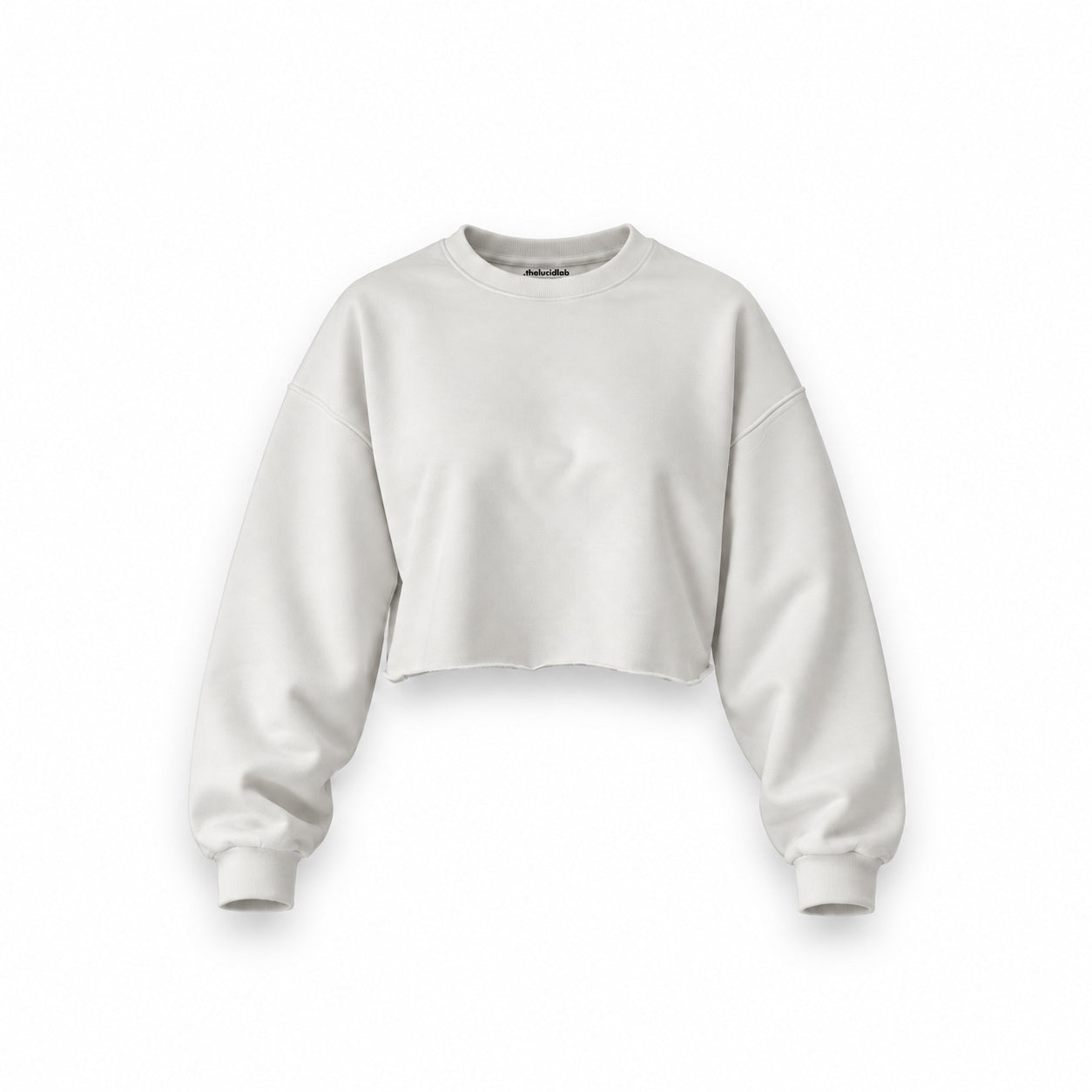 Basic Oversize Crop Fit Sweatshirt — Beyaz — Ön baskı