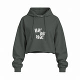Ho Ho Ho Oversize Crop Hoodie — Antrasit — Ön baskı