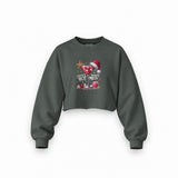 Hot Mess Oversize Crop Sweatshirt — Antrasit — Ön baskı