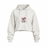 Hot Mess Oversize Crop Hoodie — Beyaz — Ön baskı