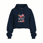 Hot Mess Oversize Crop Hoodie — Lacivert — Ön baskı