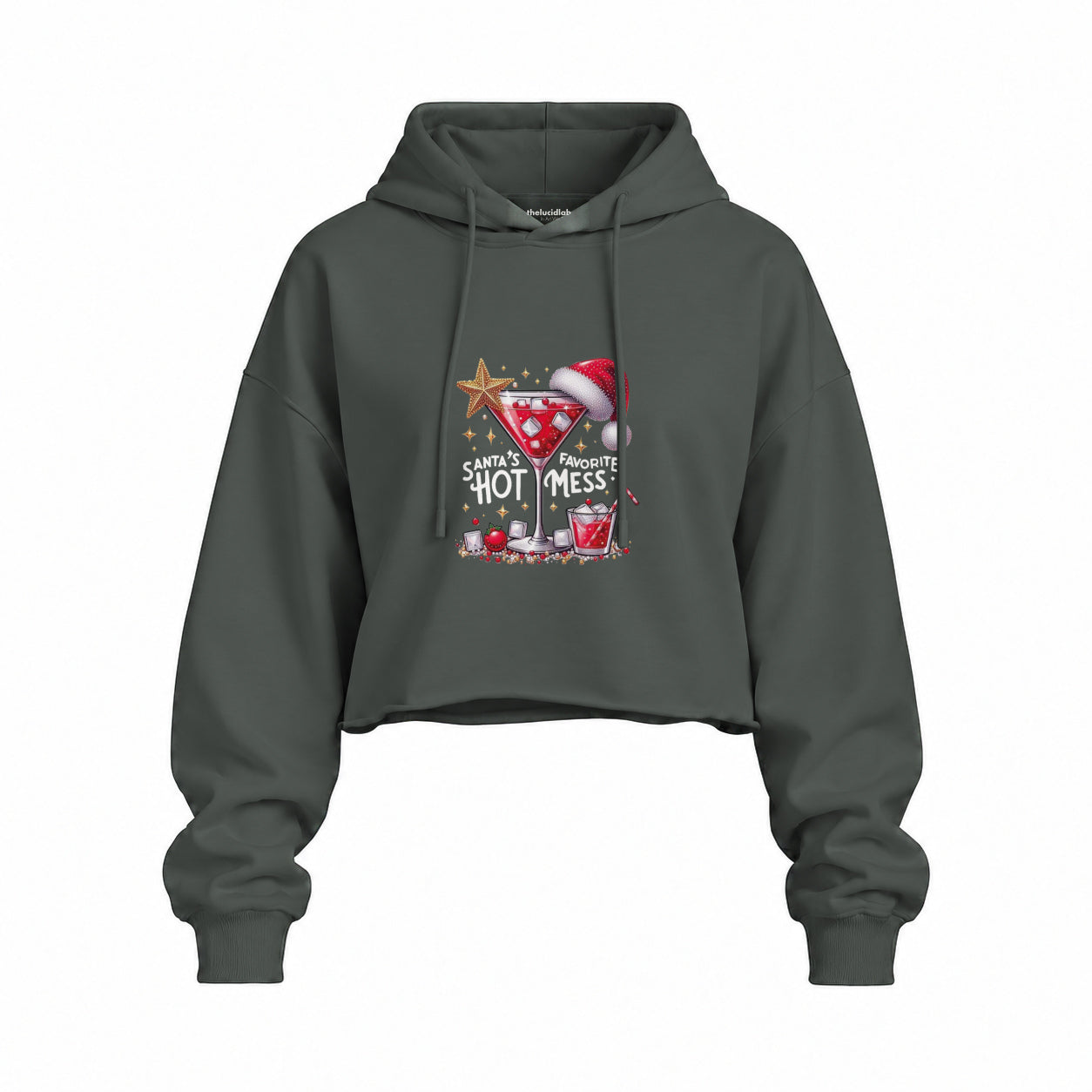 Hot Mess Oversize Crop Hoodie — Antrasit — Ön baskı