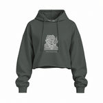 The Ear, The Skull & The Pipe Oversize Crop Hoodie — Antrasit — Ön baskı