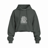 The Ear, The Skull & The Pipe Oversize Crop Hoodie — Antrasit — Ön baskı