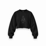 La Gioconda Oversize Crop Sweatshirt — Siyah — Ön baskı