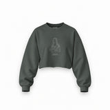 La Gioconda Oversize Crop Sweatshirt — Antrasit — Ön baskı
