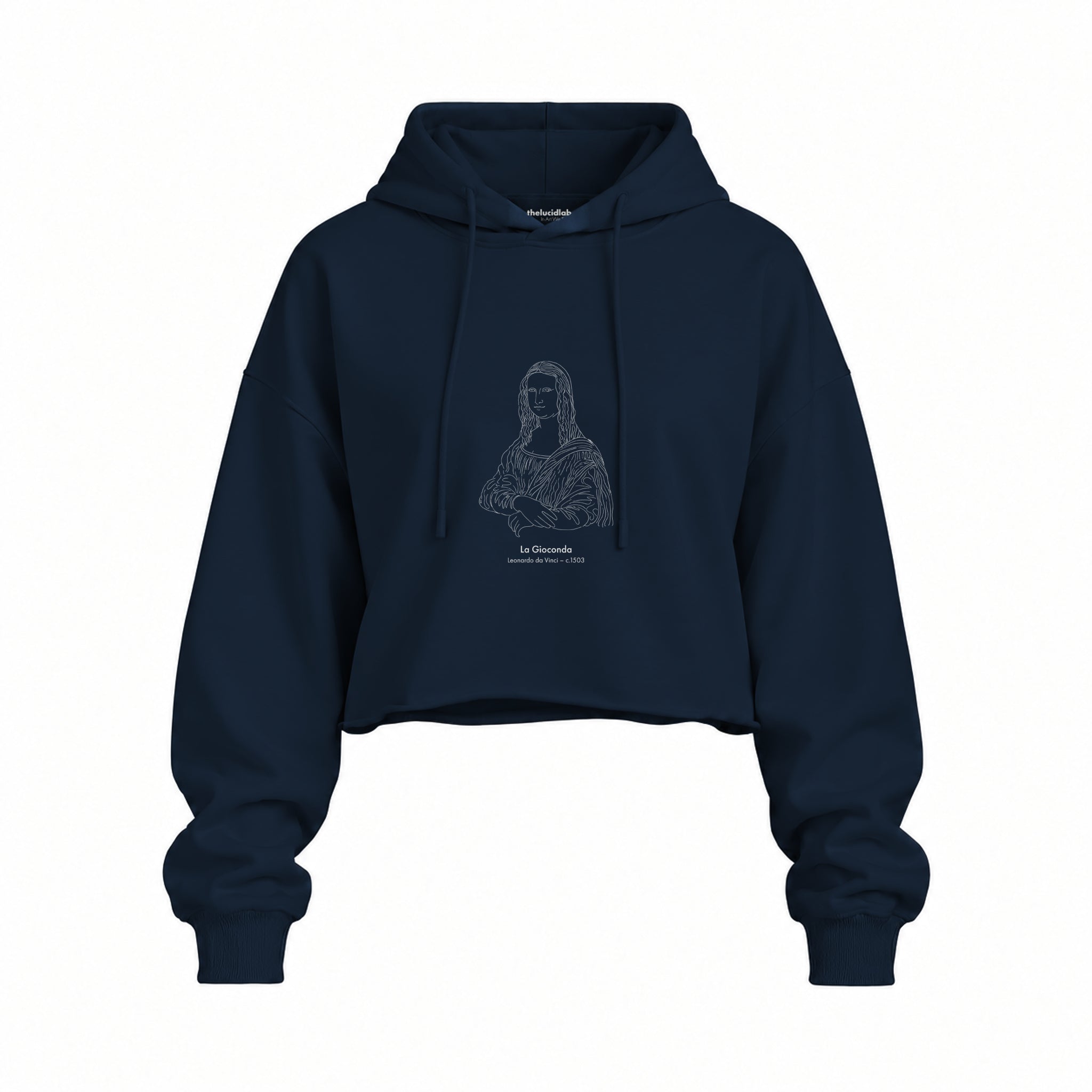 La Gioconda Oversize Crop Hoodie — Lacivert — Ön baskı