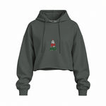 Merry Cat Moments Oversize Crop Hoodie — Antrasit — Ön baskı