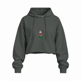 Merry Cat Moments Oversize Crop Hoodie — Antrasit — Ön baskı