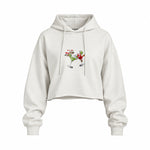 Tipsy Santa Oversize Crop Hoodie — Beyaz — Ön baskı