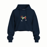 Tipsy Santa Oversize Crop Hoodie — Lacivert — Ön baskı