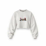 Star Wars Christmas Crew Oversize Crop Sweatshirt — Beyaz — Ön baskı