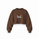 Star Wars Christmas Crew Oversize Crop Sweatshirt — Kahverengi — Ön baskı