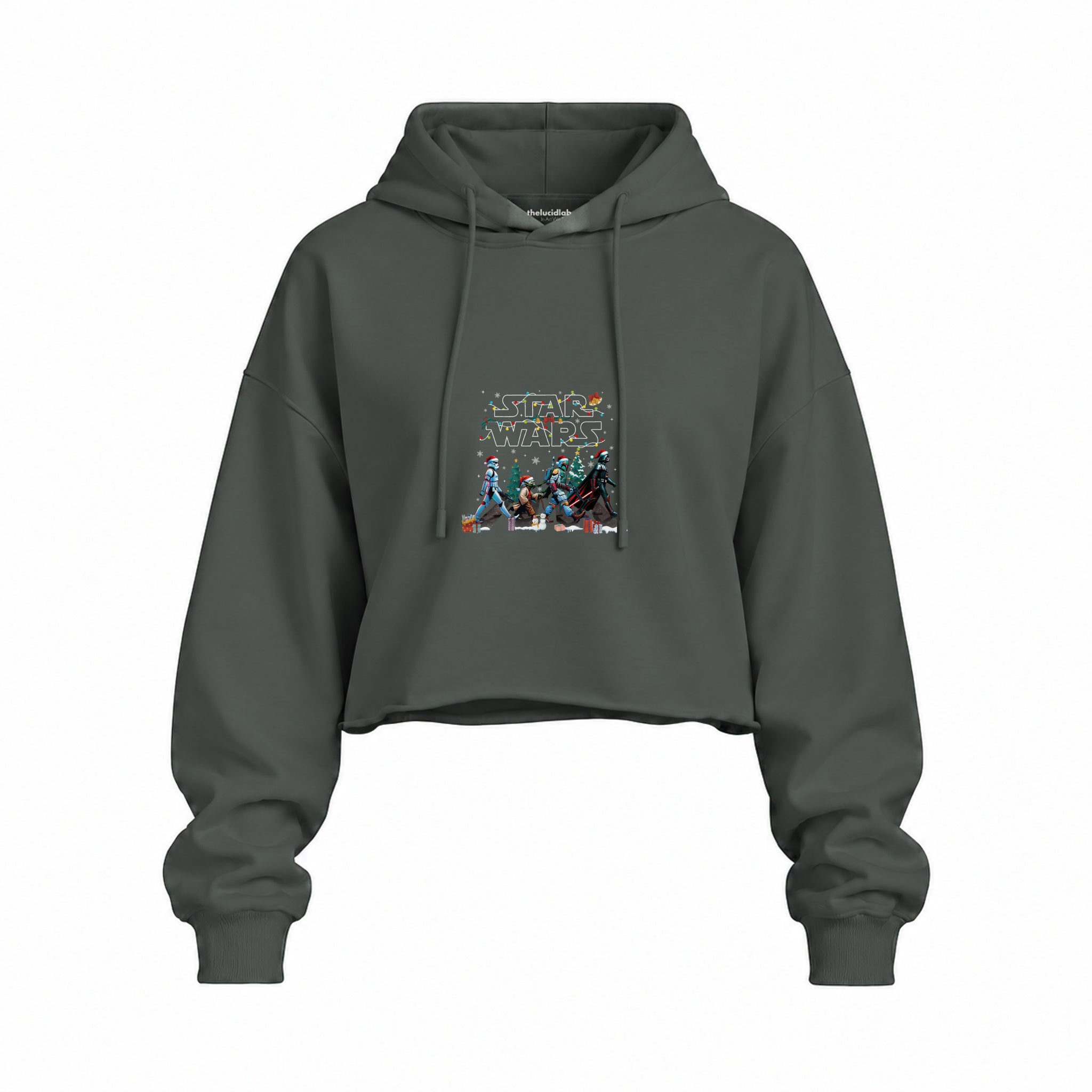 Star Wars Abbey Road Walk Oversize Crop Hoodie — Antrasit — Ön baskı