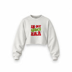 Grinch Era Oversize Crop Sweatshirt — Beyaz — Ön baskı