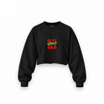 Grinch Era Oversize Crop Sweatshirt — Siyah — Ön baskı
