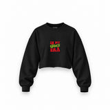 Grinch Era Oversize Crop Sweatshirt — Siyah — Ön baskı