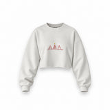 Brushstroke Christmas Tree Oversize Crop Sweatshirt — Beyaz — Ön baskı