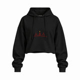 Brushstroke Christmas Tree Oversize Crop Hoodie — Siyah — Ön baskı