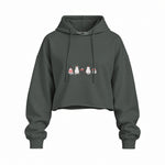Christmas Kitty Parade Oversize Crop Hoodie — Antrasit — Ön baskı