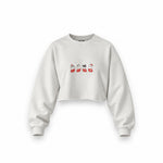 Christmas Stocking Cats Oversize Crop Sweatshirt — Beyaz — Ön baskı
