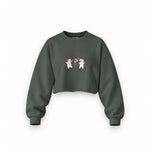 Tangled Christmas Cats Oversize Crop Sweatshirt — Antrasit — Ön baskı