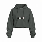 Twinkle Puffy Cats Oversize Crop Hoodie — Antrasit — Ön baskı