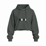 Twinkle Puffy Cats Oversize Crop Hoodie — Antrasit — Ön baskı