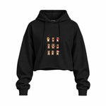 Christmas Reindeer Crew Oversize Crop Hoodie — Siyah — Ön baskı
