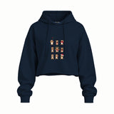 Christmas Reindeer Crew Oversize Crop Hoodie — Lacivert — Ön baskı
