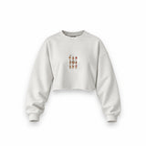 Christmas Reindeer Crew Oversize Crop Sweatshirt — Beyaz — Ön baskı