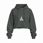 Minimal Christmas Tree Oversize Crop Hoodie — Antrasit — Ön baskı