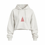 Iconic Christmas Tree Oversize Crop Hoodie — Beyaz — Ön baskı
