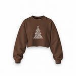 Iconic Christmas Tree Oversize Crop Sweatshirt — Kahverengi — Ön baskı