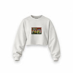 Champions League Poker Oversize Crop Sweatshirt — Beyaz — Ön baskı