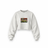 Champions League Poker Oversize Crop Sweatshirt — Beyaz — Ön baskı