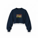 Champions League Poker Oversize Crop Sweatshirt — Lacivert — Ön baskı