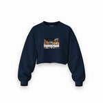 Champions Last Supper Oversize Crop Sweatshirt — Lacivert — Ön baskı