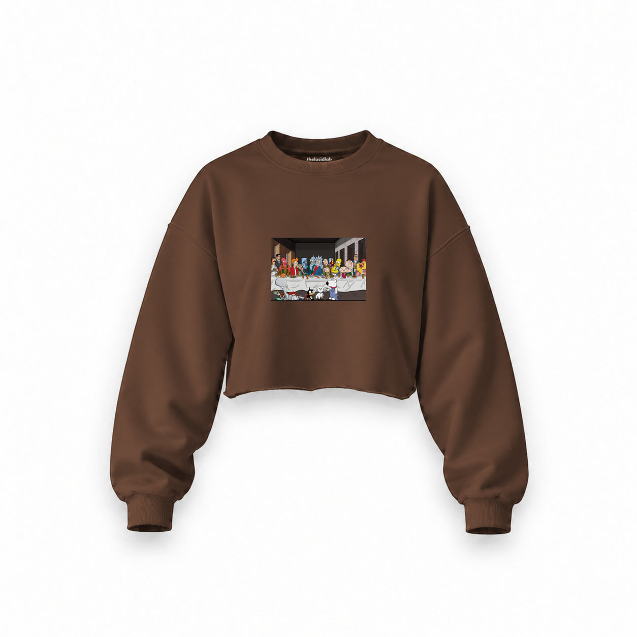 Champions Last Supper Oversize Crop Sweatshirt — Kahverengi — Ön baskı