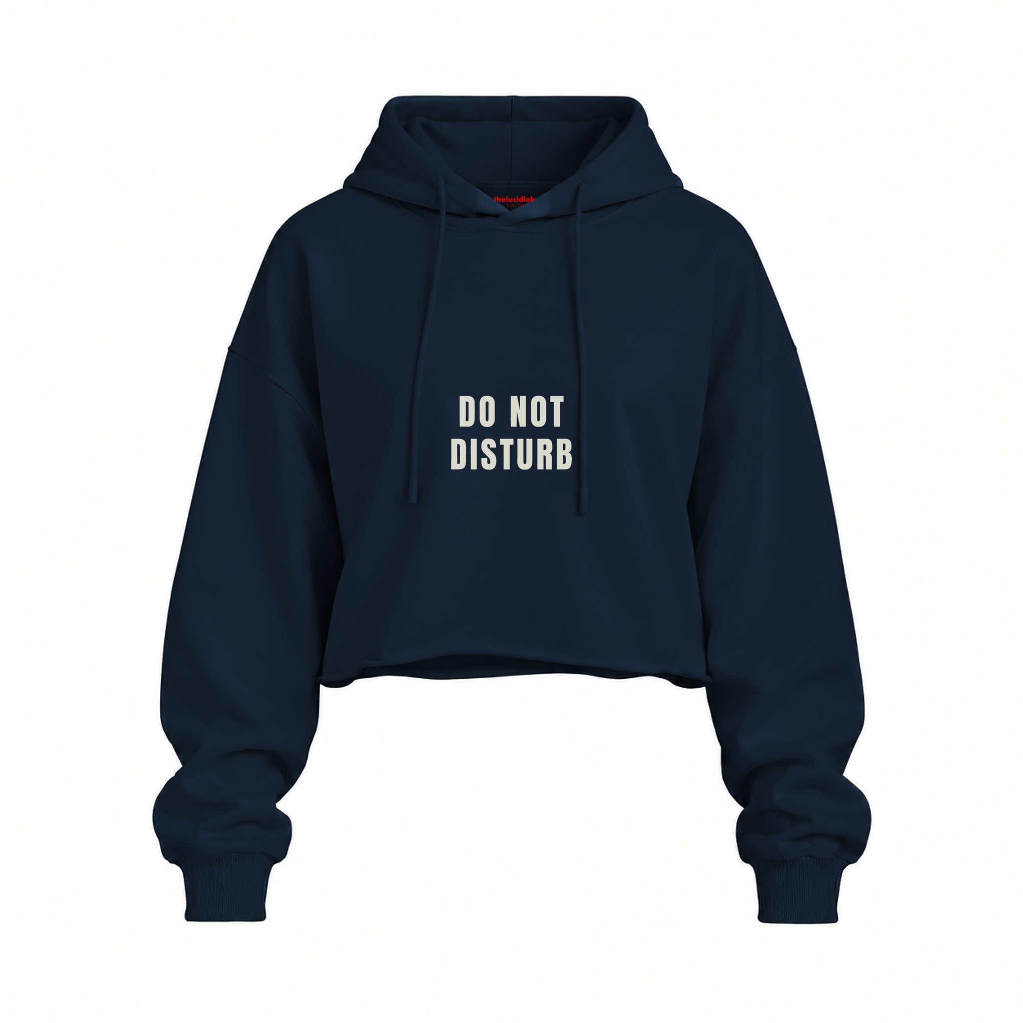 Do Not Disturb Oversize Crop Hoodie — Lacivert — Ön baskı