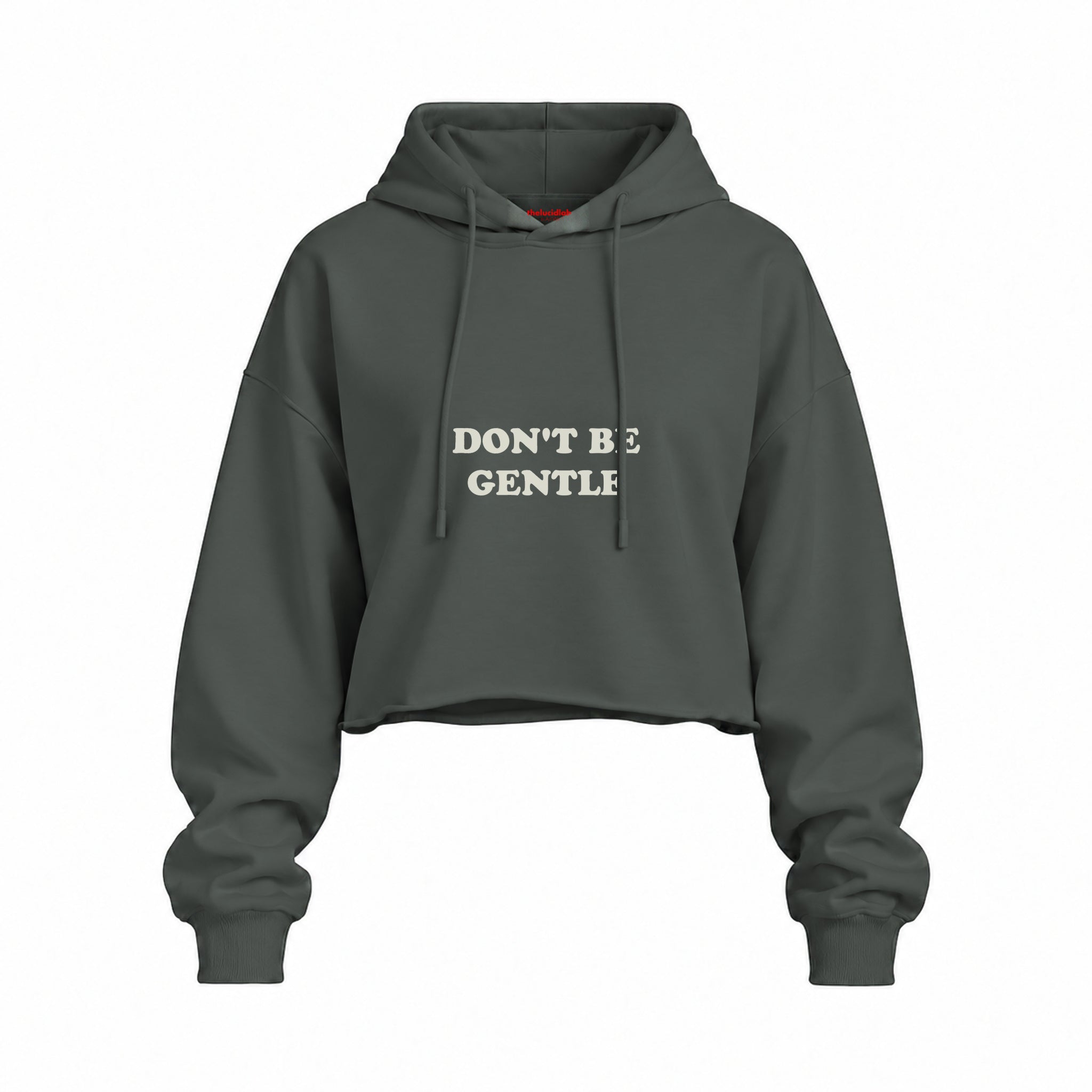 Don't Be Gentle Oversize Crop Hoodie — Antrasit — Ön baskı
