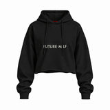 Future Milf Oversize Crop Hoodie — Siyah — Ön baskı