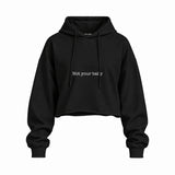 Not Your Baby Oversize Crop Hoodie — Siyah — Ön baskı