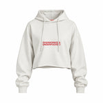 Overworked & Underfucked Oversize Crop Hoodie — Beyaz — Ön baskı