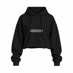Overworked & Underfucked Oversize Crop Hoodie — Siyah — Ön baskı