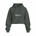 Overworked & Underfucked Oversize Crop Hoodie — Antrasit — Ön baskı