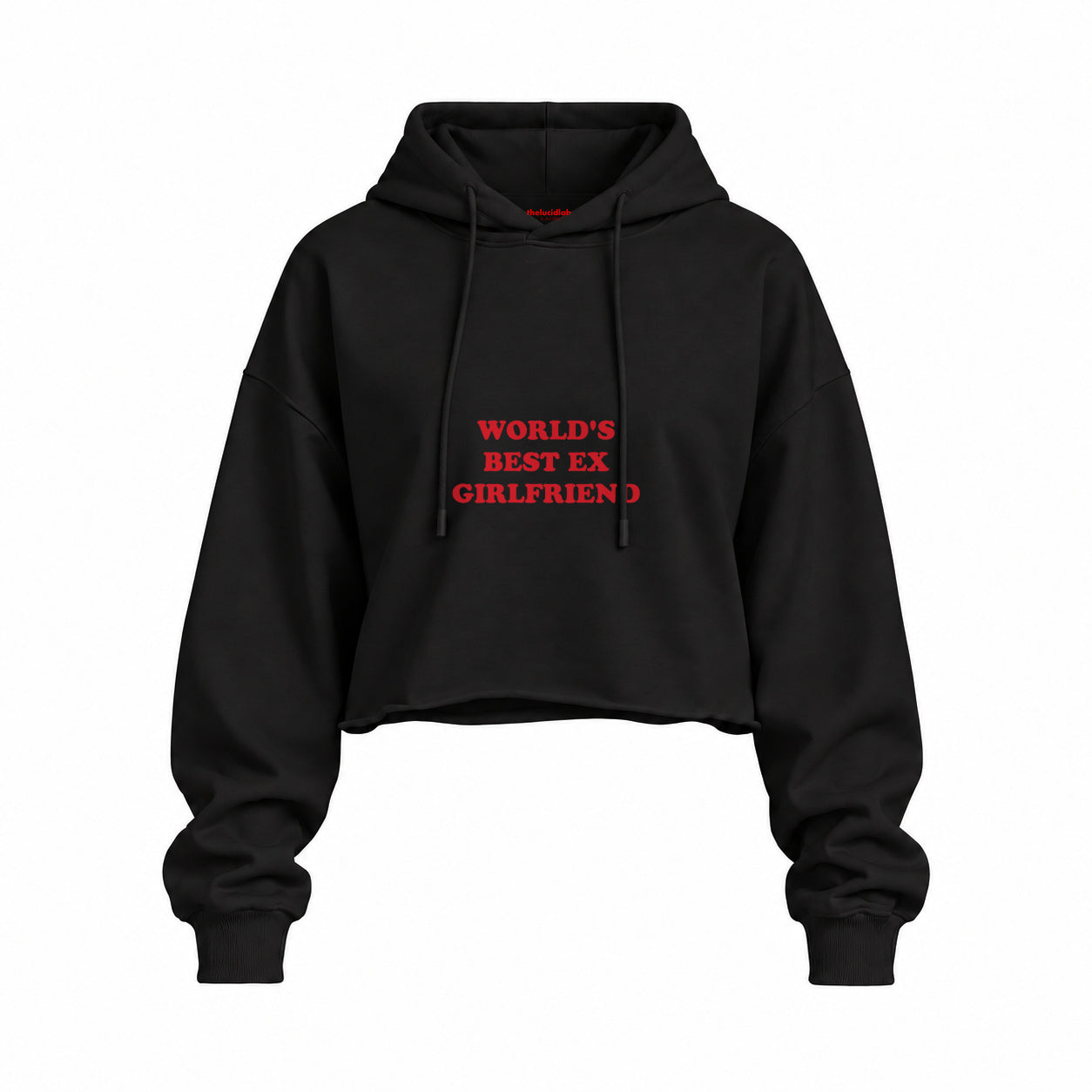 World’s Best Ex Girlfriend Oversize Crop Hoodie — Siyah — Ön baskı